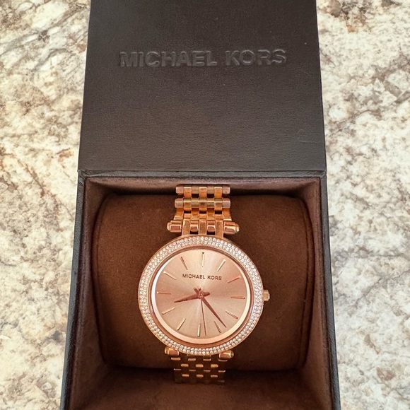 Michael Kors Darci Rose Gold-Tone Watch with Crystal Bezel - Picture 1 of 2